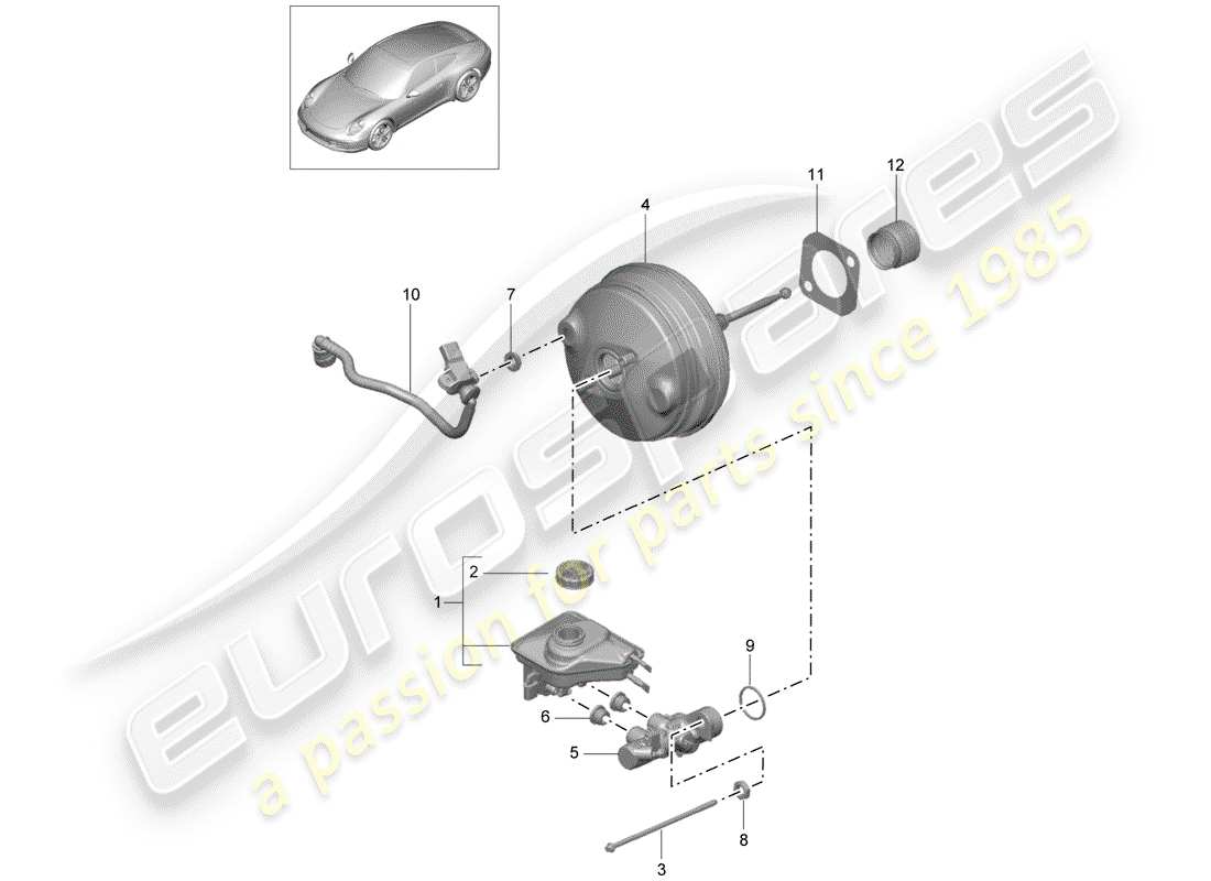 porsche 2015 (991-1) brake master cylinder part diagram