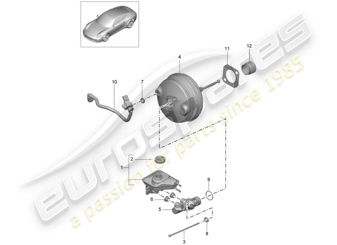 porsche 991 (2016) brake master cylinder part diagram