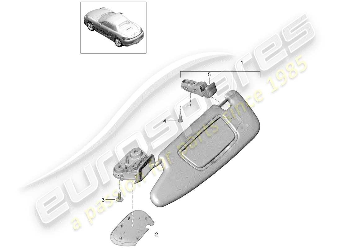 porsche 2012 (981 boxster) sun vizors parts diagram