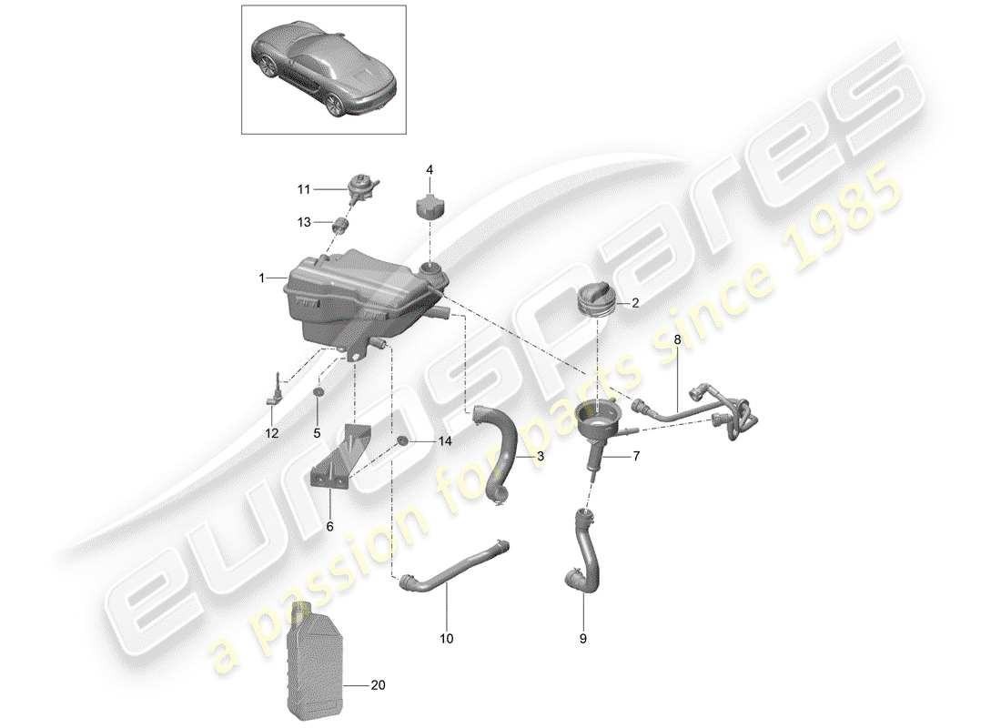 porsche 2012 (981 boxster) water cooling 3 parts diagram