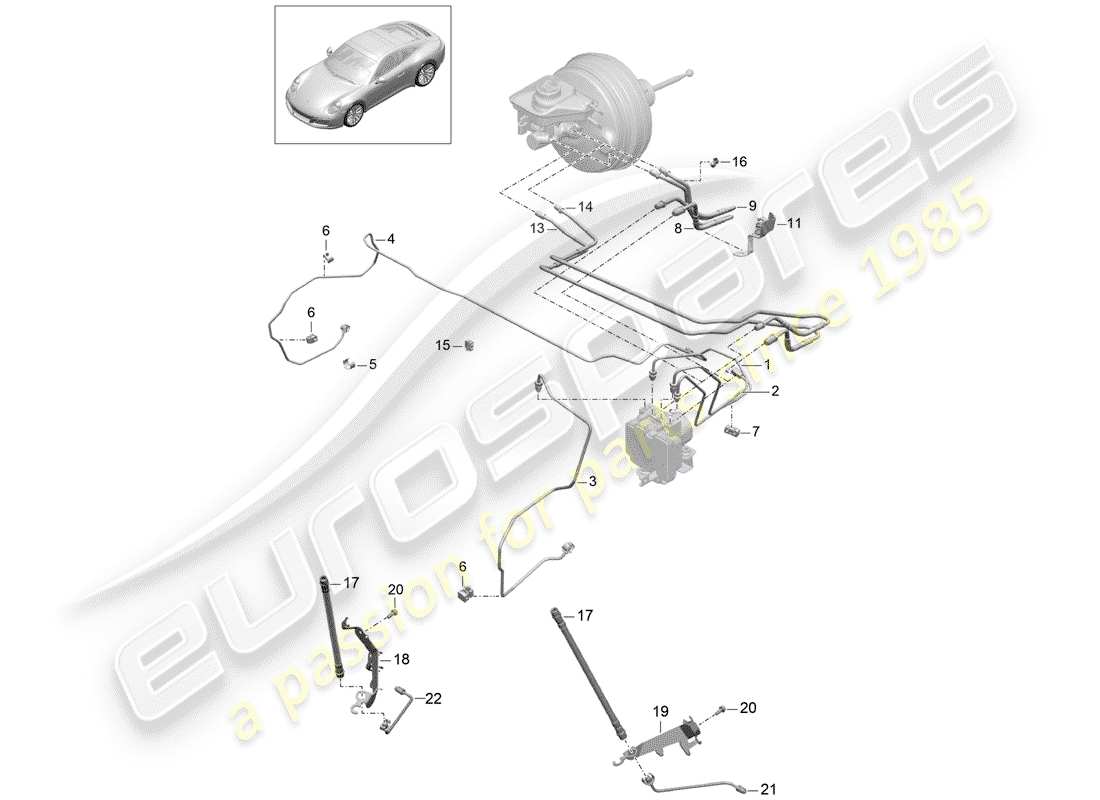 porsche 2019 (991-2) brake line part diagram