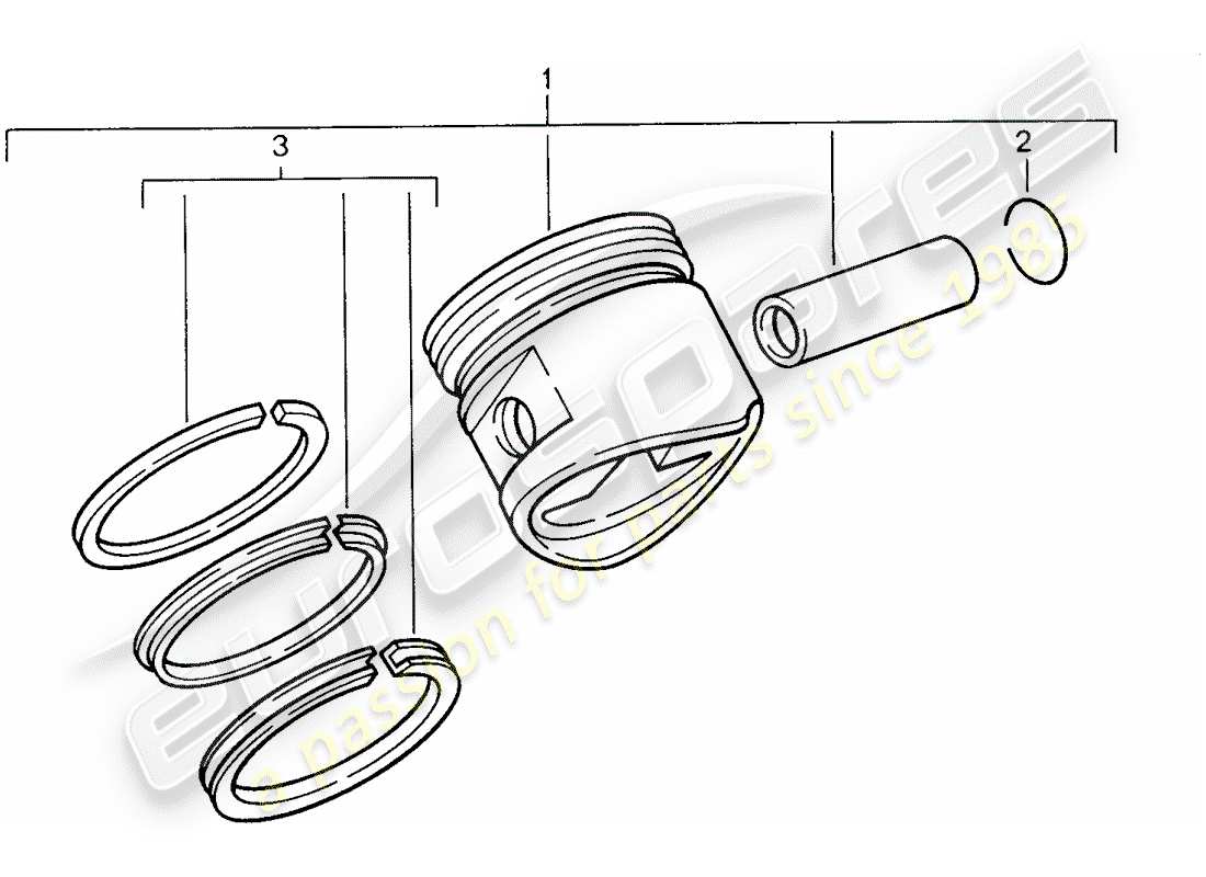 porsche 1994 (968) piston - piston rings part diagram