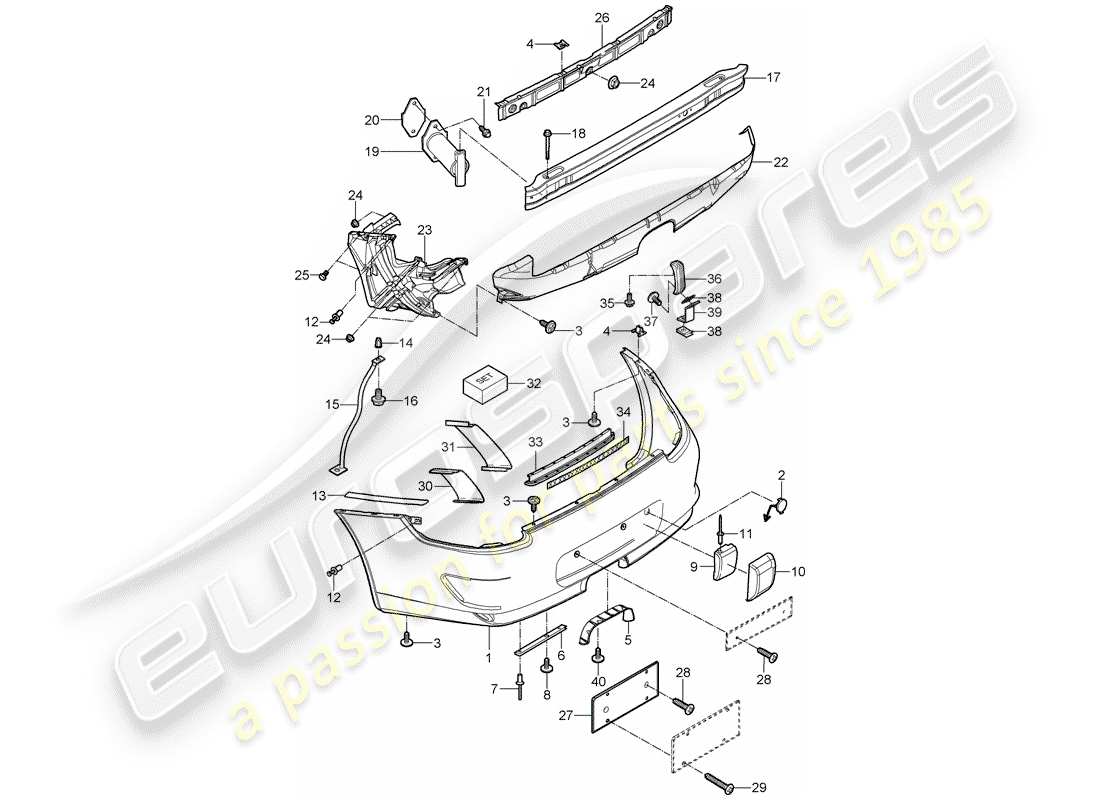 porsche 2010 (997-2 gt3) bumper part diagram