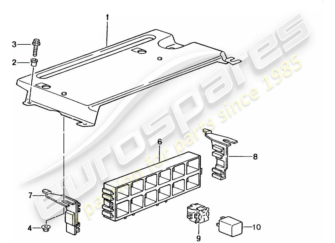 porsche 996 gt3 (2001) fuse box/relay plate - rear end part diagram