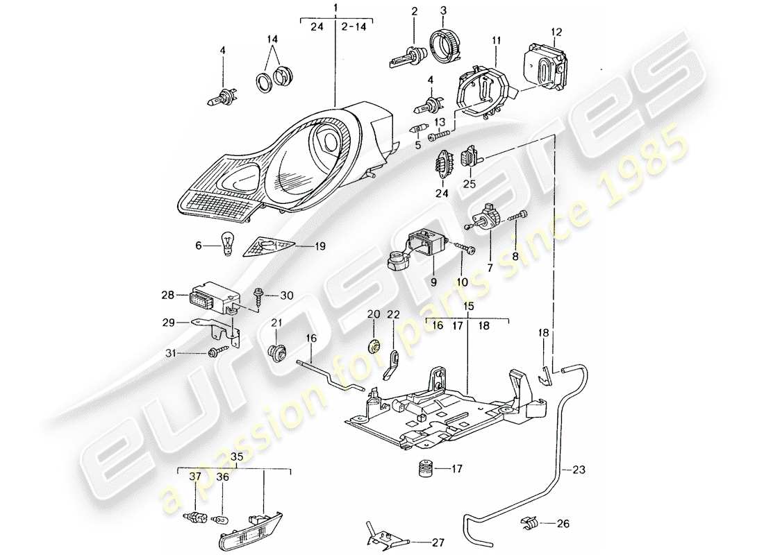 porsche 2005 (996) headlamp - turn signal repeater - d >> - mj 2001 part diagram