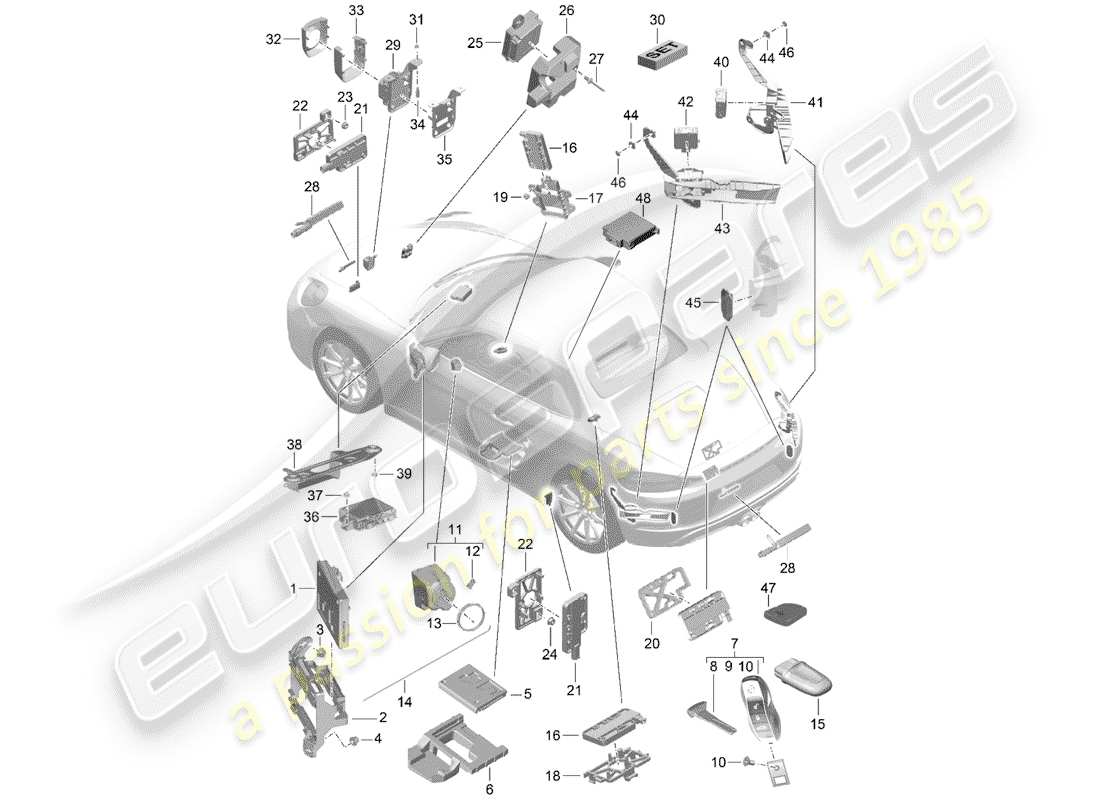 porsche 2017 (718 boxster) control units part diagram