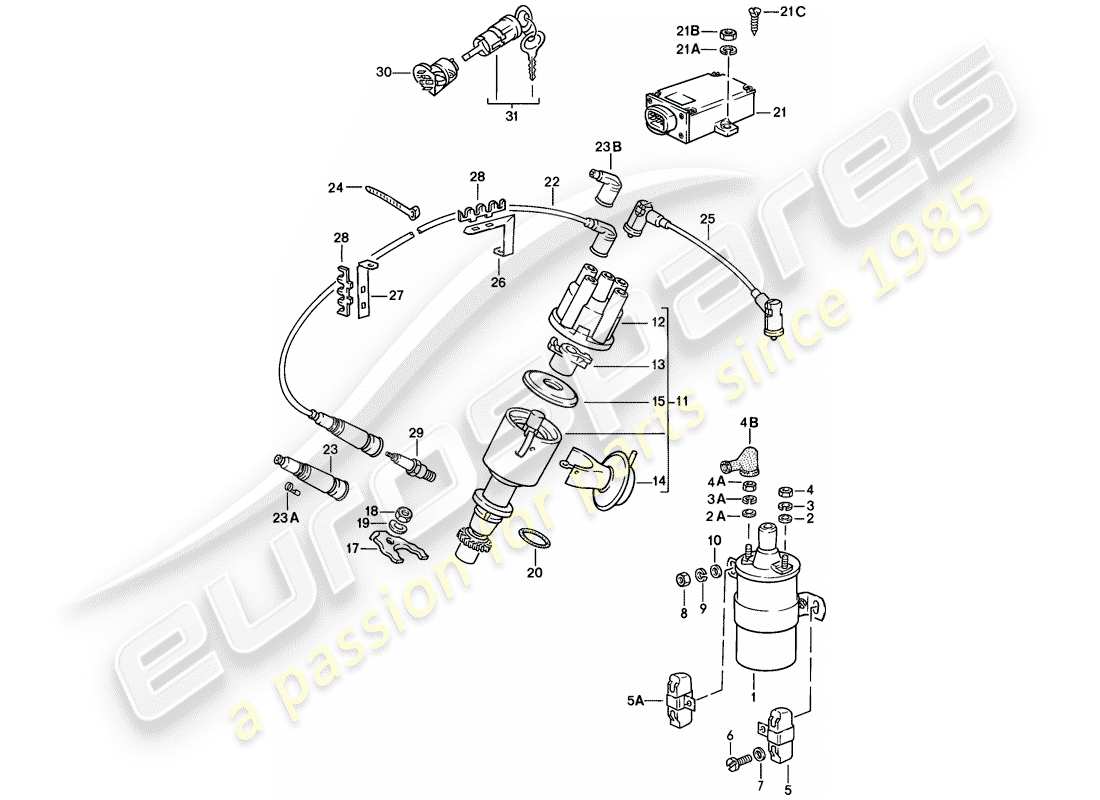 porsche 1978 (924) engine electrics 2 - see technical information - gr.2 nr. 2/86 part diagram
