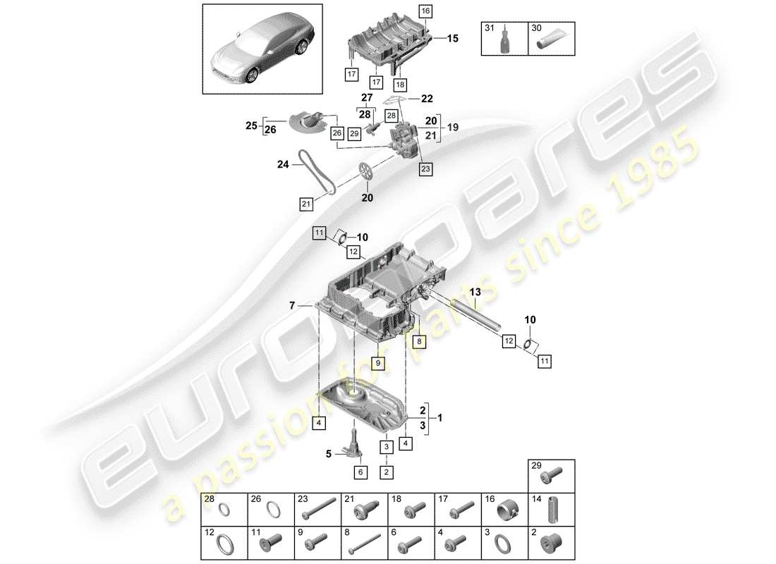 porsche 2020 (panamera 971-1) oil-conducting housing part diagram