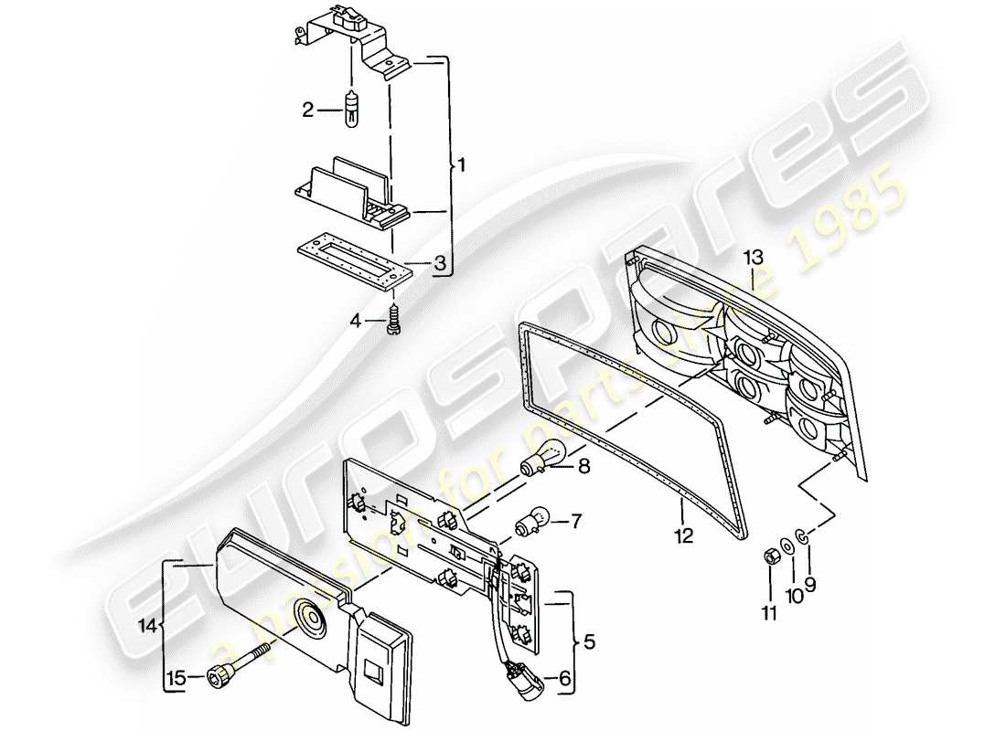 porsche 924 (1976) license plate light - rear light part diagram