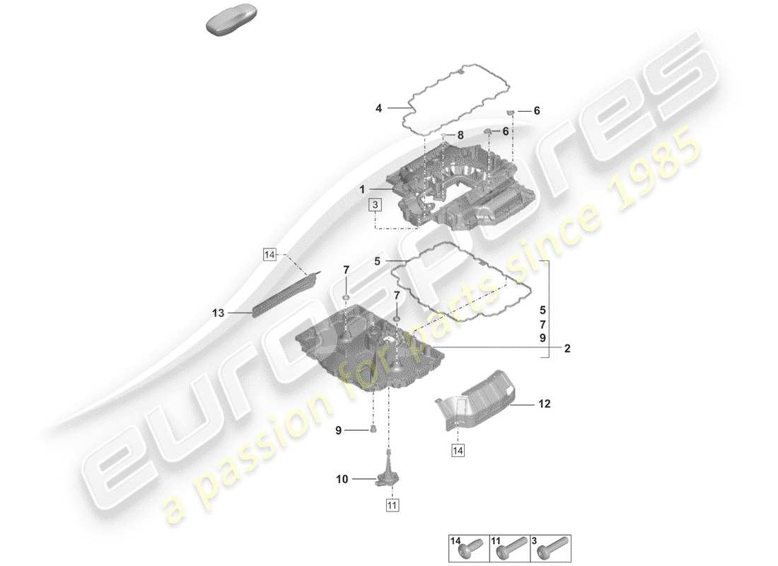 porsche 2020 (992-1) oil pan parts diagram