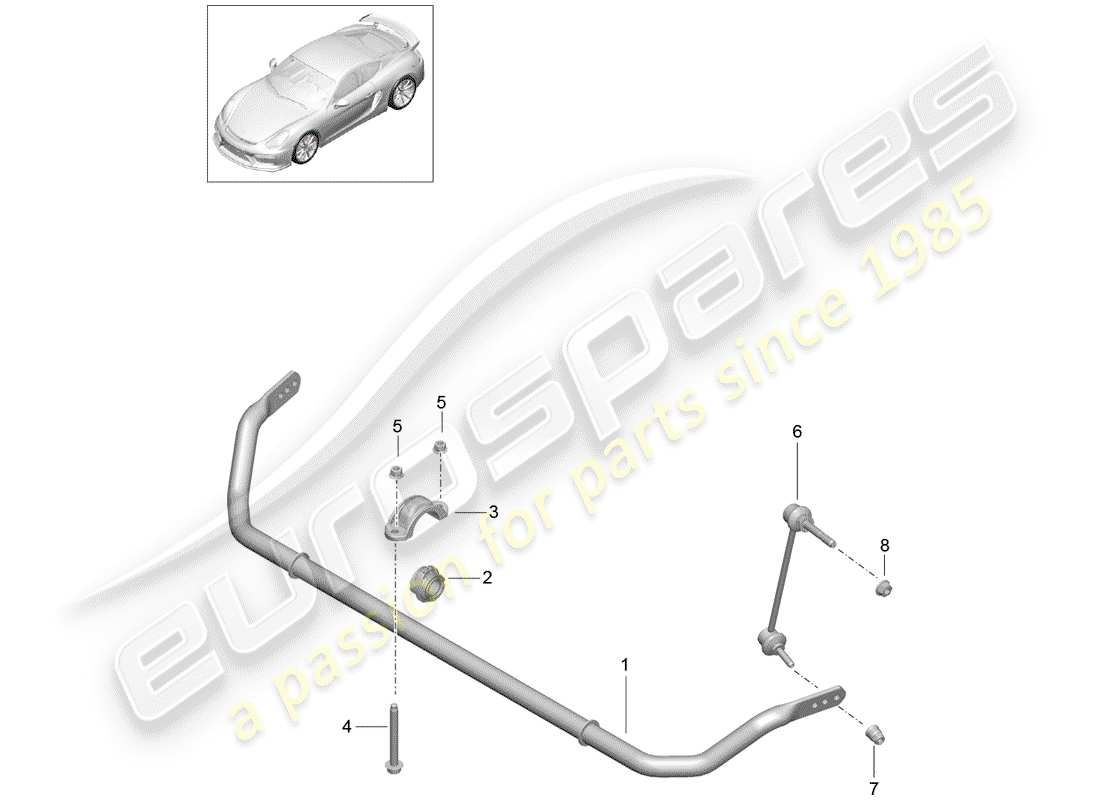 porsche 2016 (981 cayman gt4) stabilizer part diagram