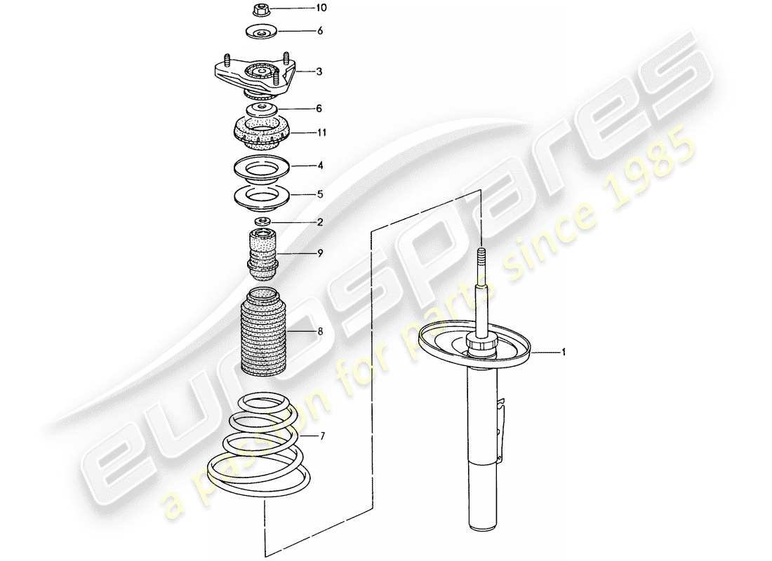 porsche boxster 986 (2002) suspension - shock absorber part diagram