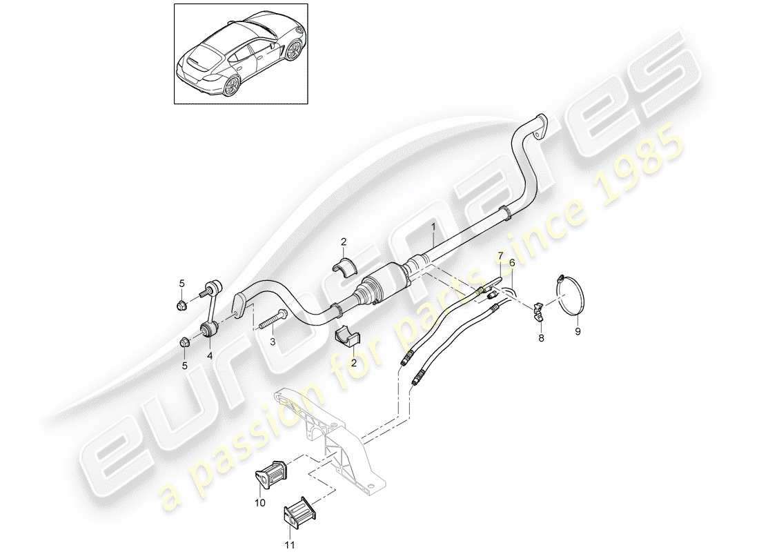 porsche panamera 970 (2016) stabilizer part diagram