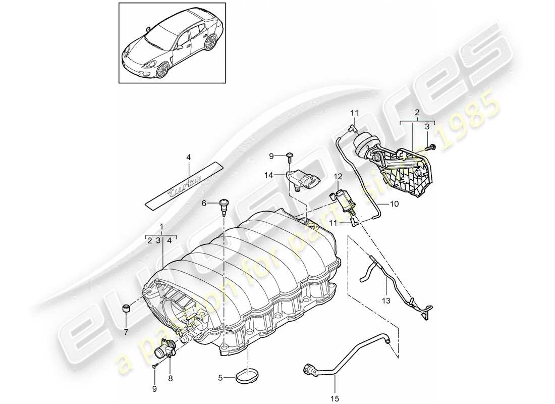 porsche 2013 (panamera 970) intake air distributor part diagram
