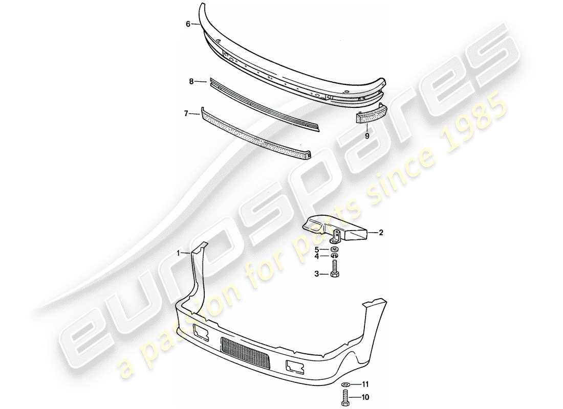 porsche 1988 (911) special model - flatnose design - exterior panelling - bumper - d - mj 1988>> part diagram