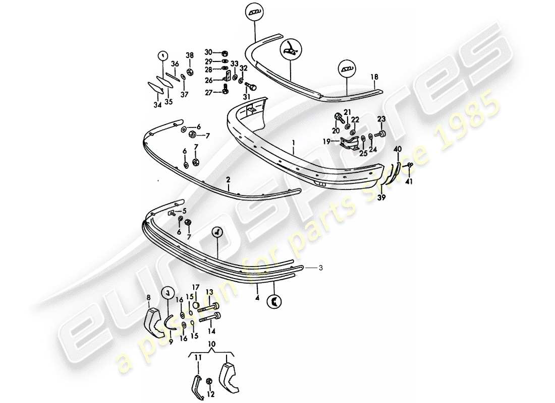 porsche 1968 (911/912) bumper - d - mj 1969>> part diagram