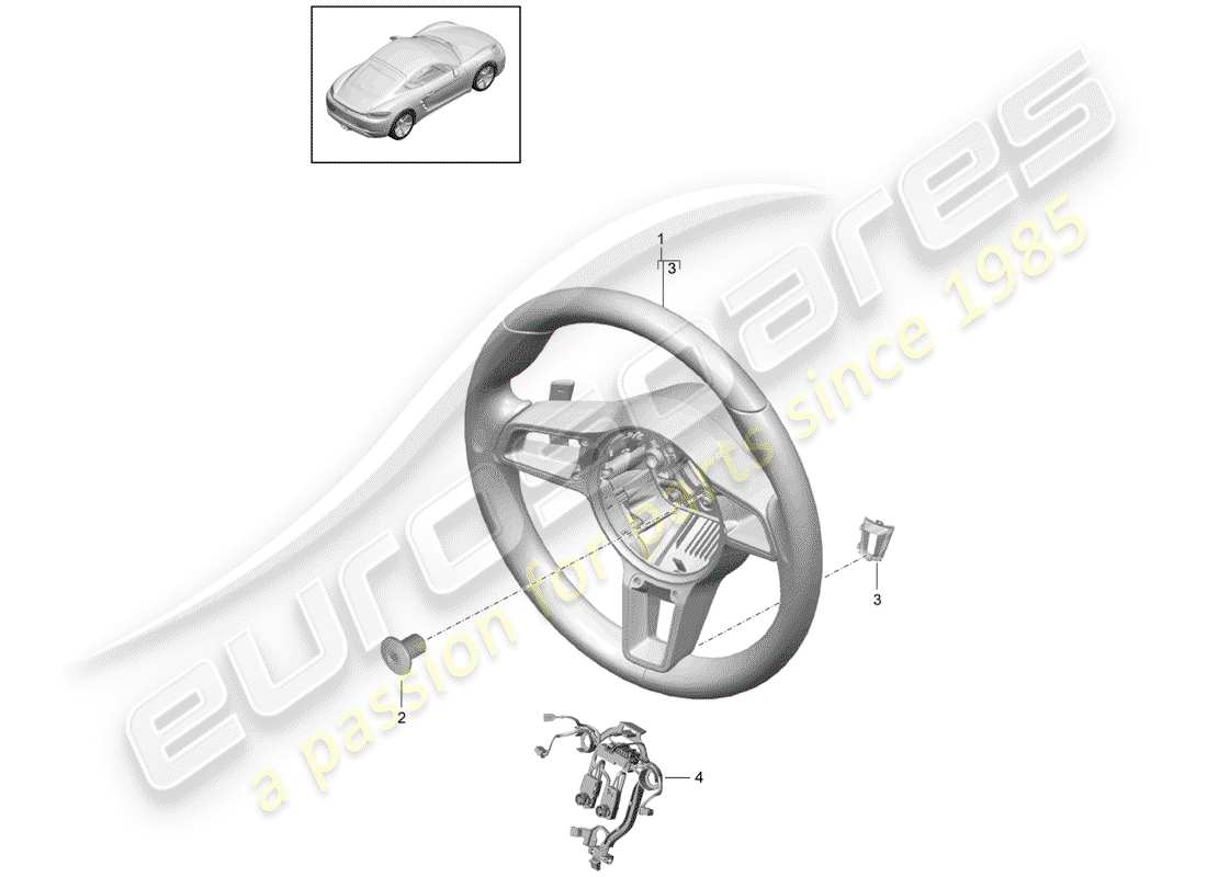porsche 718 cayman (2017) steering wheel parts diagram