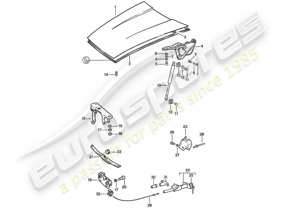 porsche 1987 (911) cover part diagram