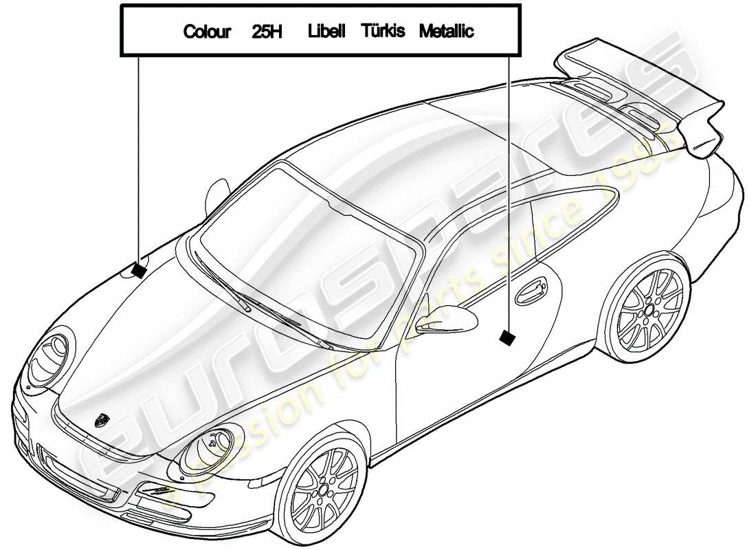porsche 2008 (997-1 gt3) paint touch-up stick part diagram