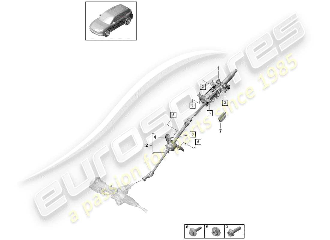 porsche cayenne e3 (2018) steering column part diagram