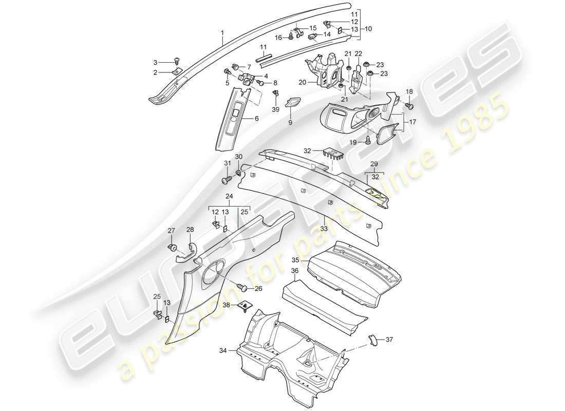 porsche 2009 (997-2) trims part diagram