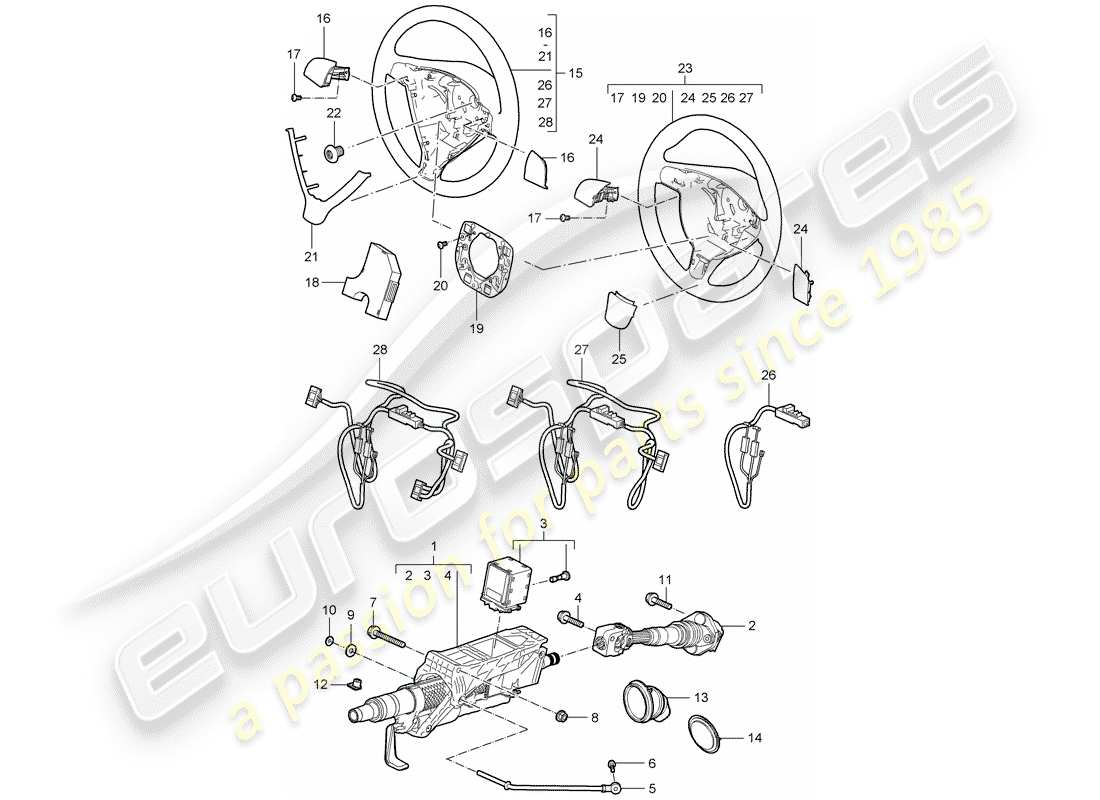porsche 2008 (987 cayman) steering protective pipe part diagram