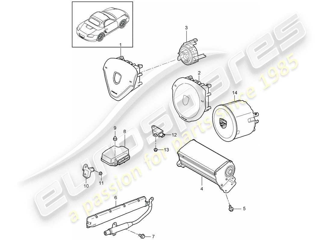 porsche 2012 (987 boxster) airbag part diagram