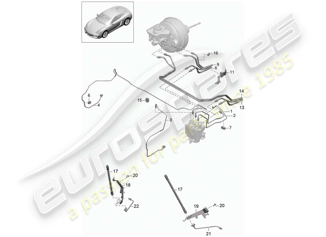 porsche 2016 (981 cayman) brake lines part diagram