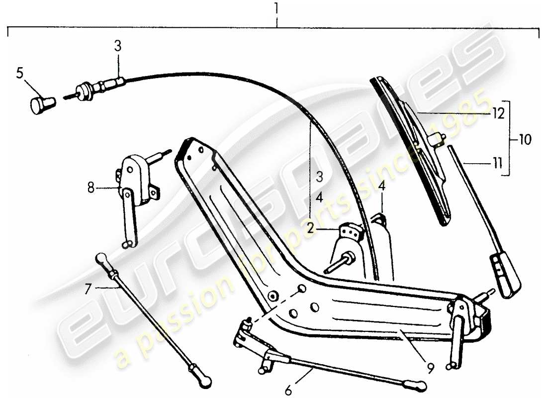 porsche 1959 (356/356a) windscreen wiper system parts diagram