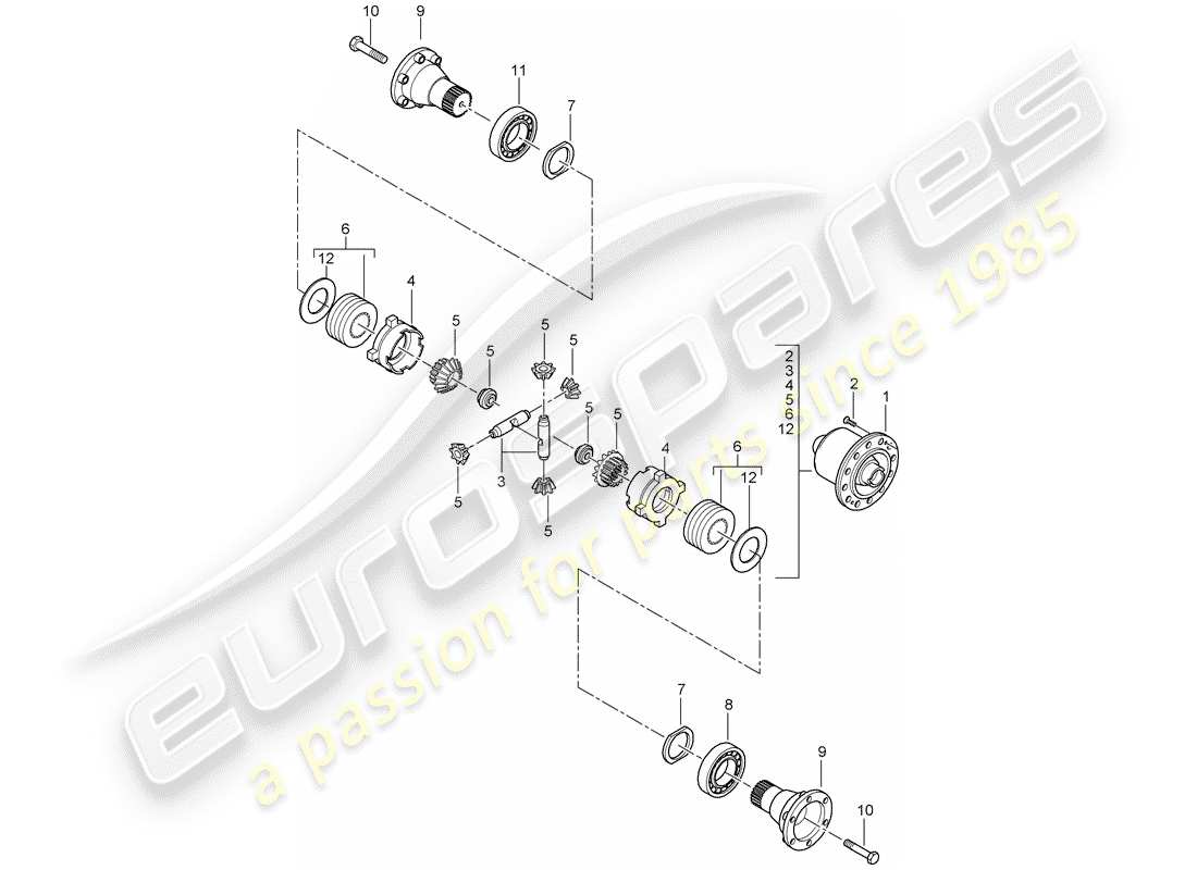 porsche 2003 (996 gt3) limited slip differential - complete - and - repair kits part diagram