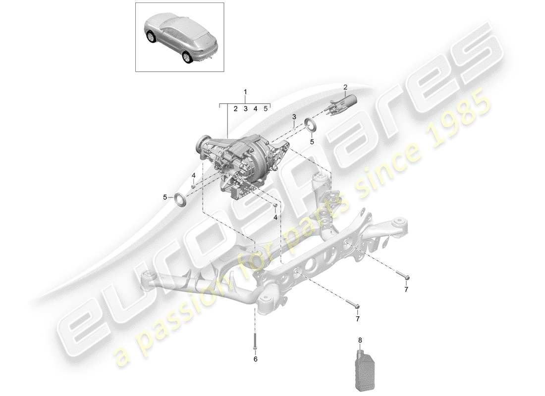 porsche 2016 (macan) rear axle differential part diagram