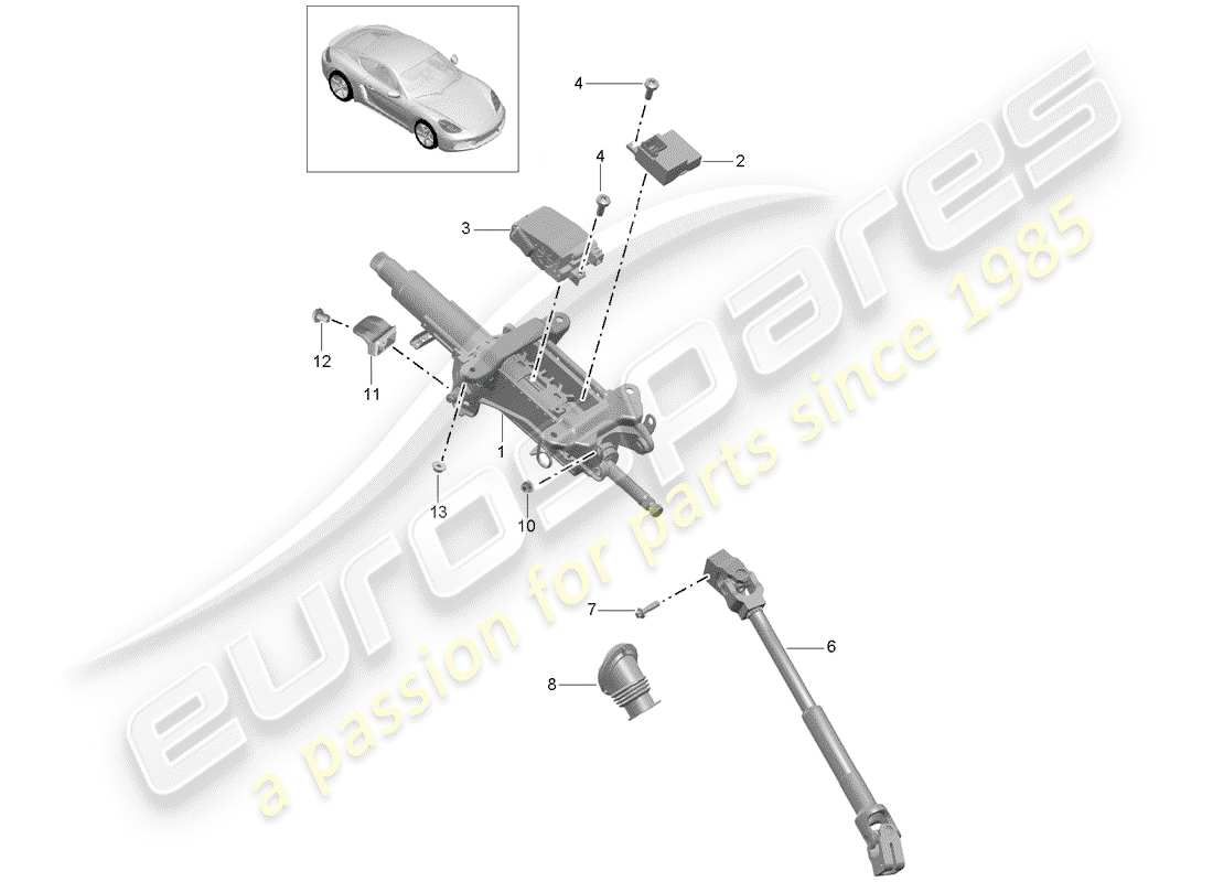porsche 2017 (718 cayman) steering column part diagram
