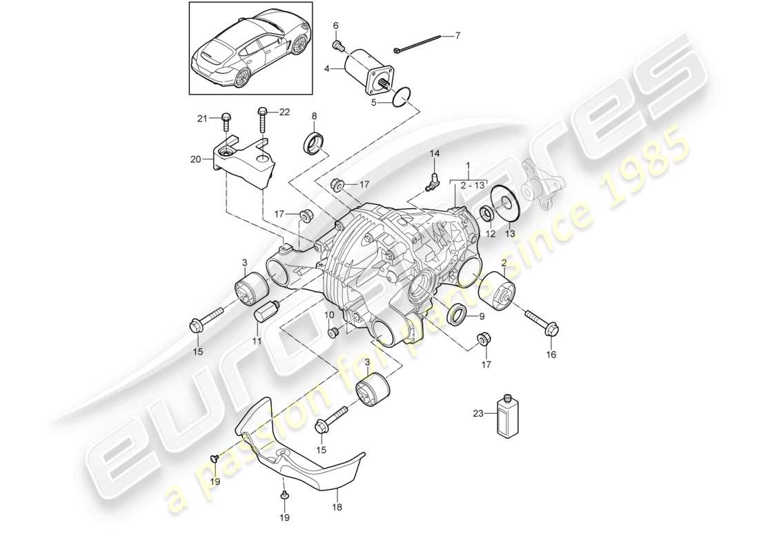 porsche 2010 (cayenne e1 9pa) rear axle differential parts diagram