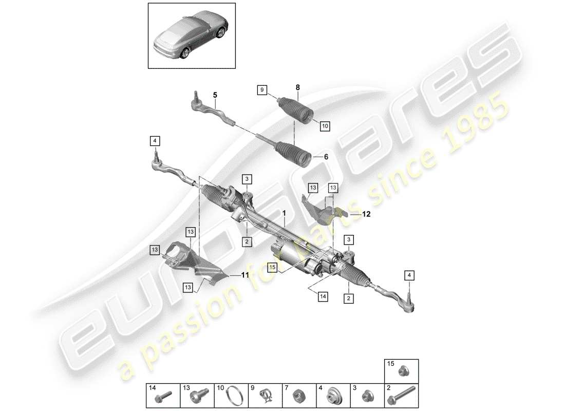 porsche 2017 (panamera 971-1) steering gear part diagram