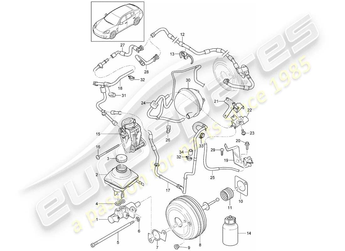 porsche 2014 (panamera 970) brake master cylinder part diagram