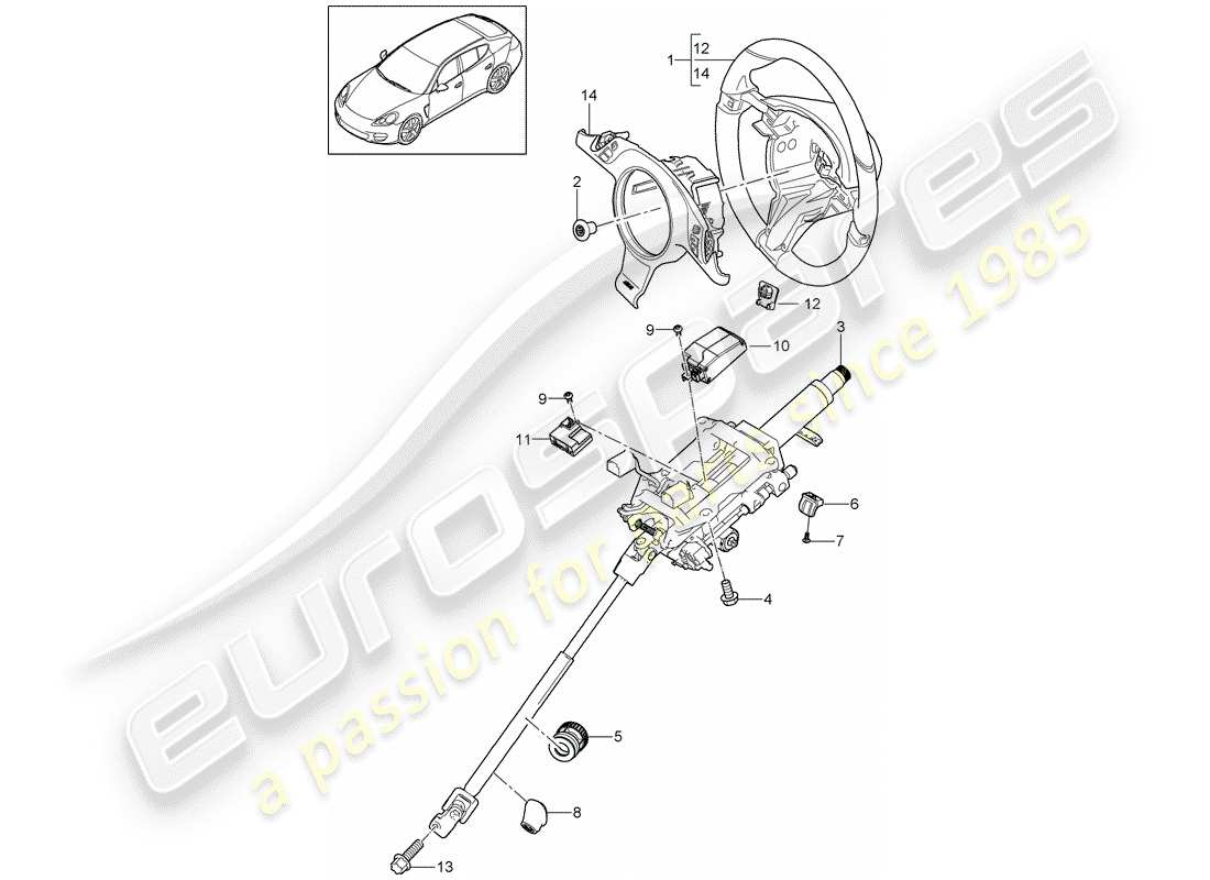 porsche 2011 (panamera 970) steering wheels part diagram