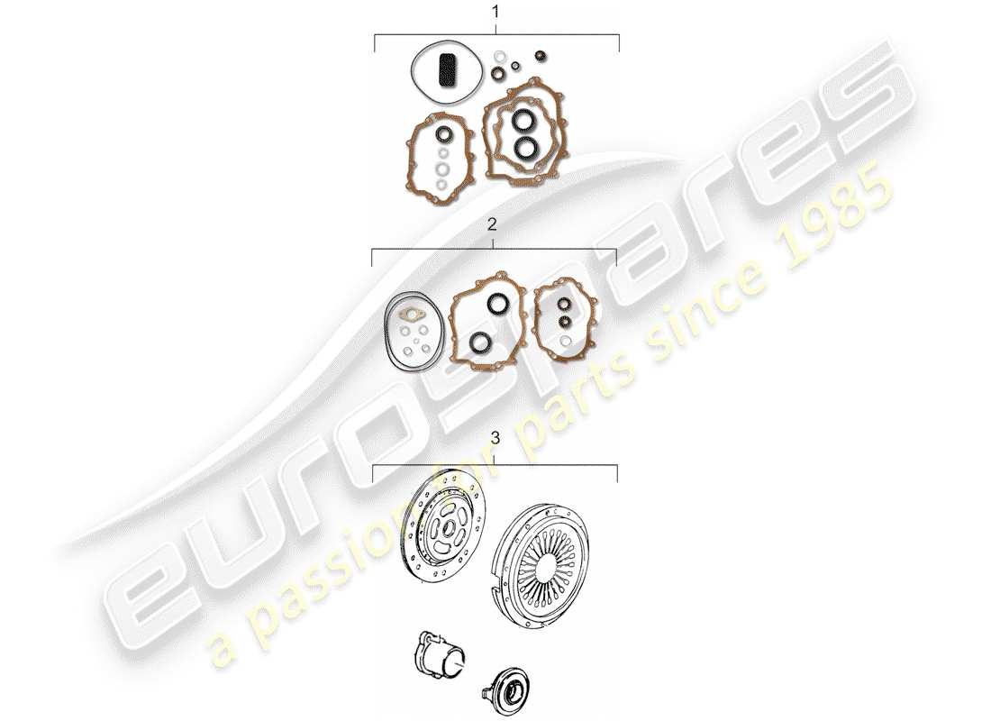 porsche 1994 (964) gasket set parts diagram