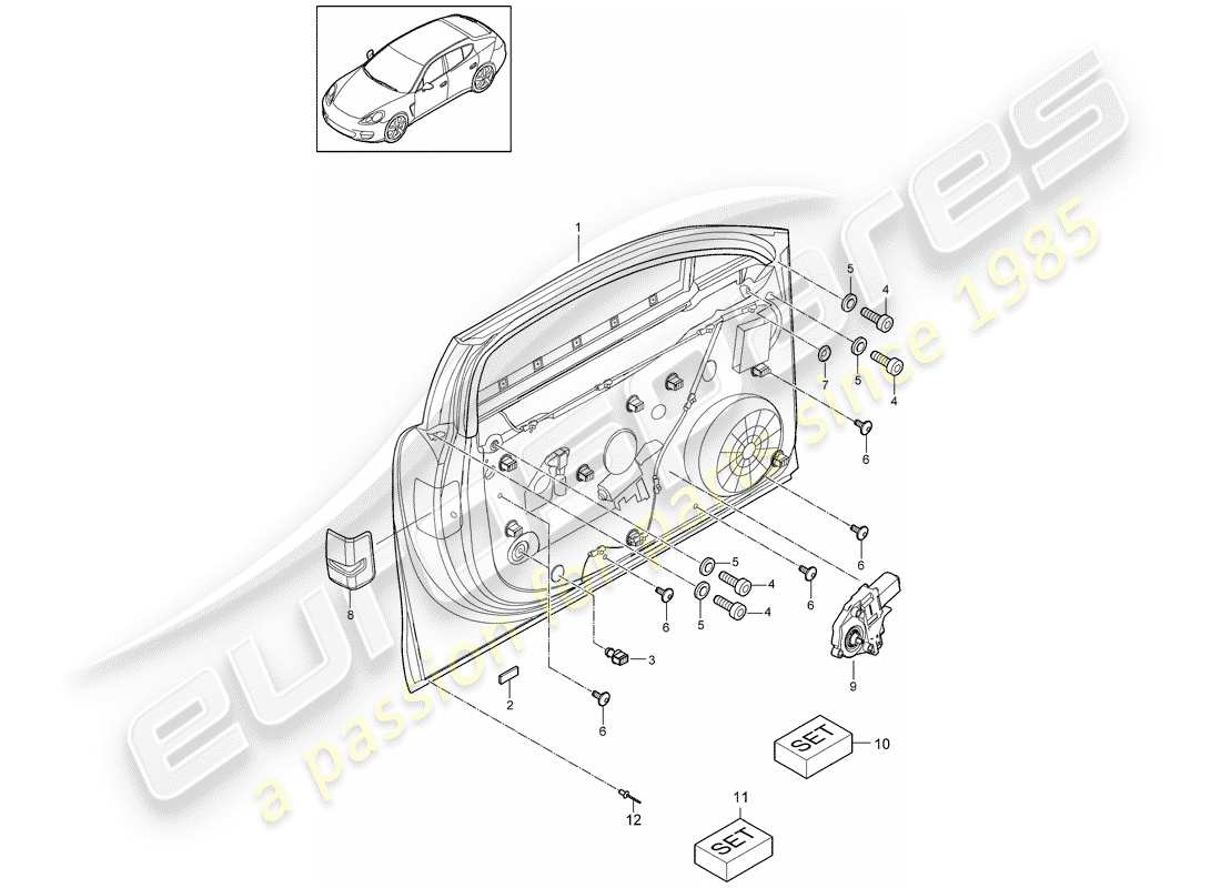 porsche 2011 (panamera 970) window regulator part diagram