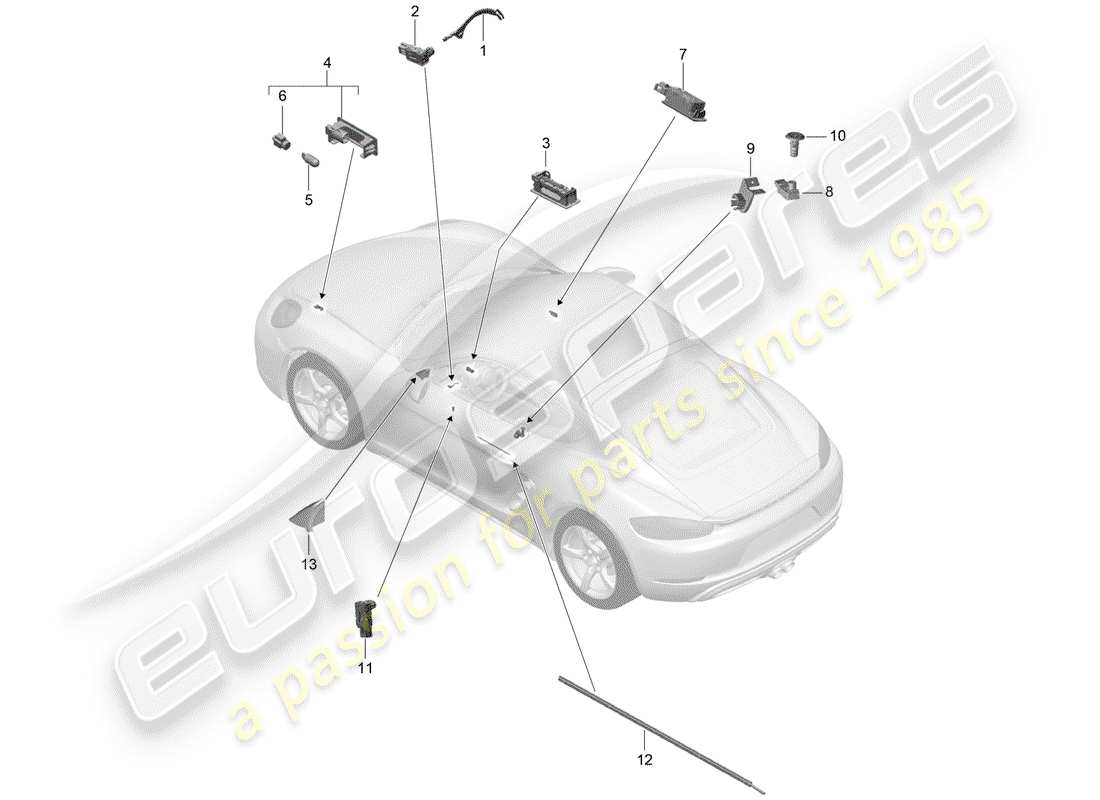 porsche 718 cayman (2019) interior lighting parts diagram
