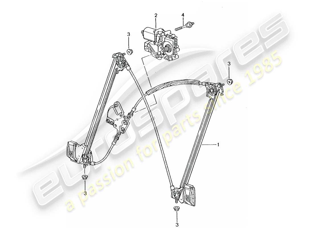 porsche 2001 (996 turbo / gt2) window regulator part diagram