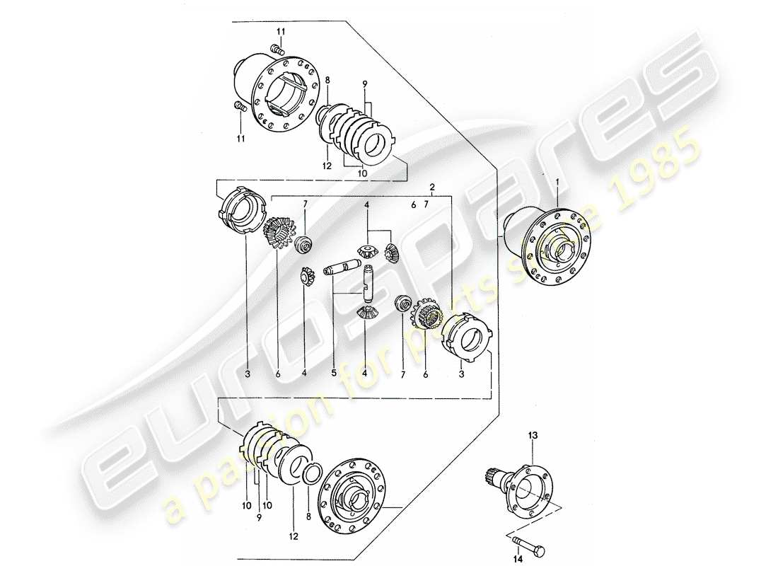 porsche 968 (1993) manual gearbox - limited slip differential part diagram