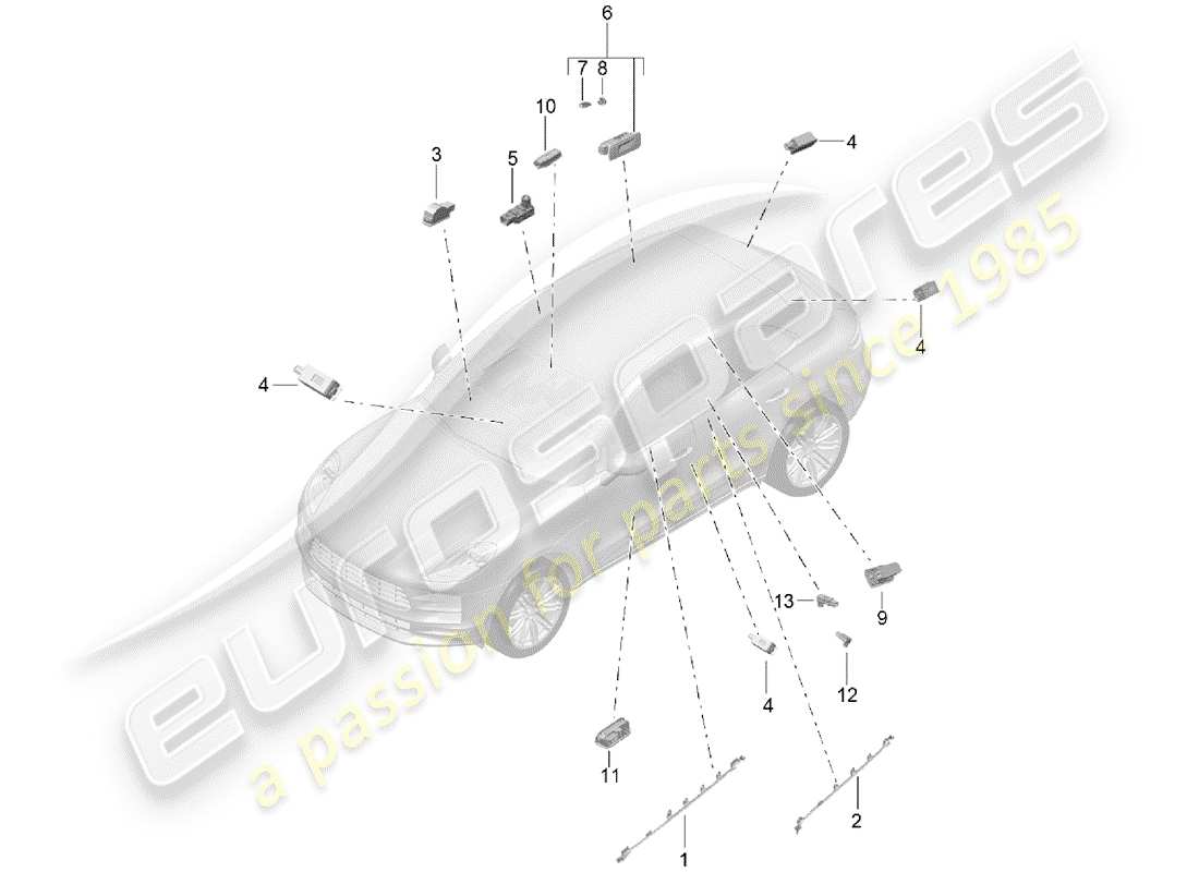 porsche 2019 (macan) interior light part diagram