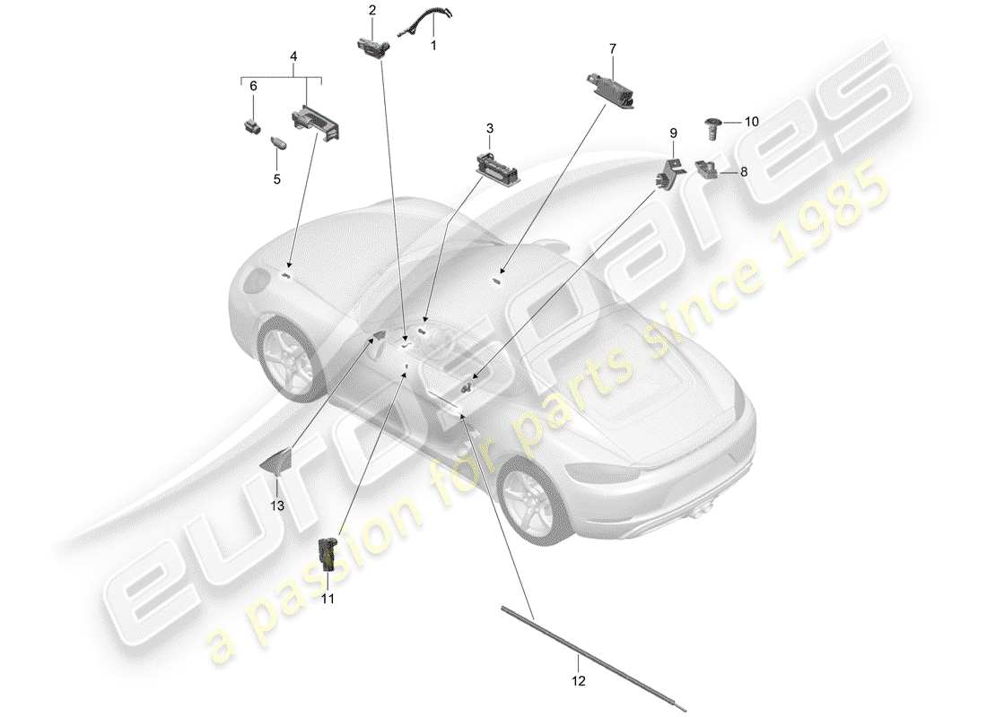 porsche 2018 (718 cayman) interior lighting part diagram
