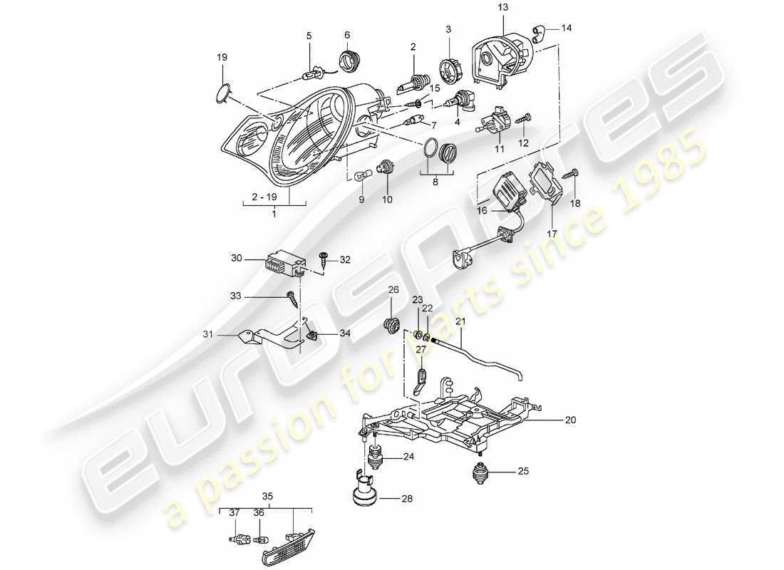 porsche 2003 (996 gt3) headlamp - turn signal repeater - d - mj 2003>> part diagram