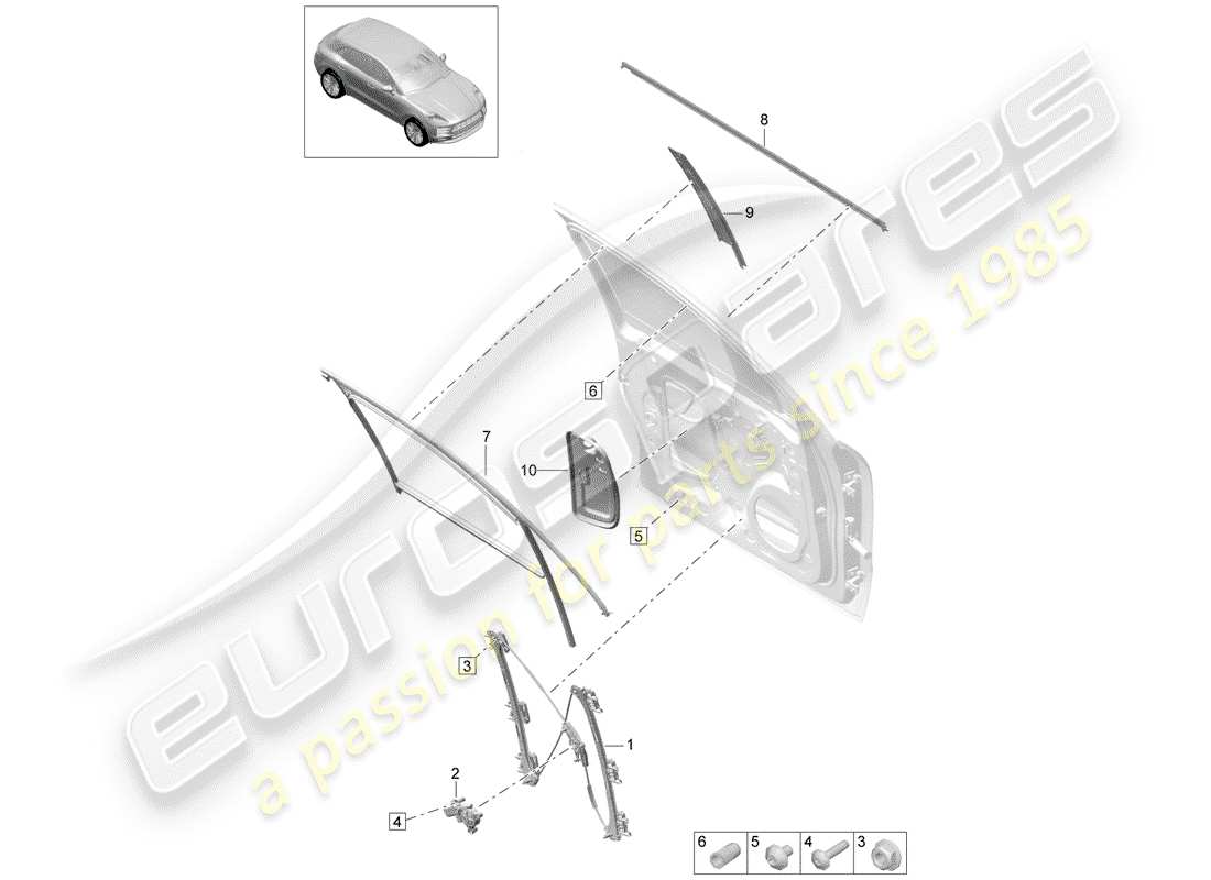 porsche 2020 (macan) window regulator part diagram