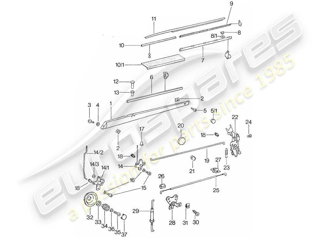 porsche 1976 (911) installation parts - for - door part diagram