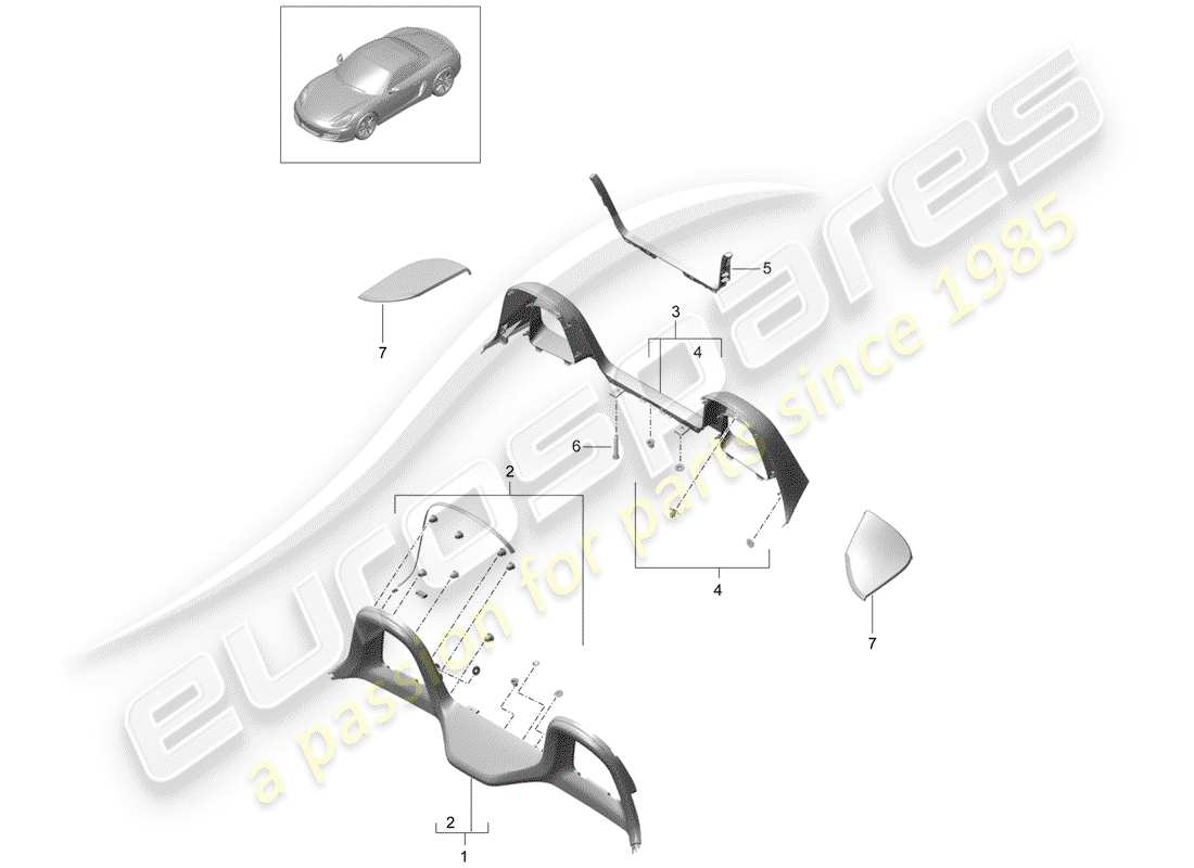 porsche 2014 (981 boxster) trims part diagram