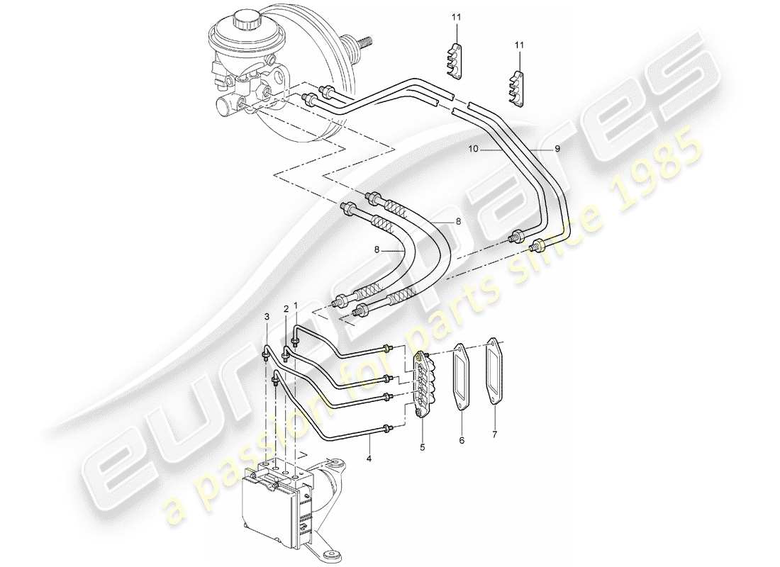 porsche 2007 (987 boxster) brake lines part diagram