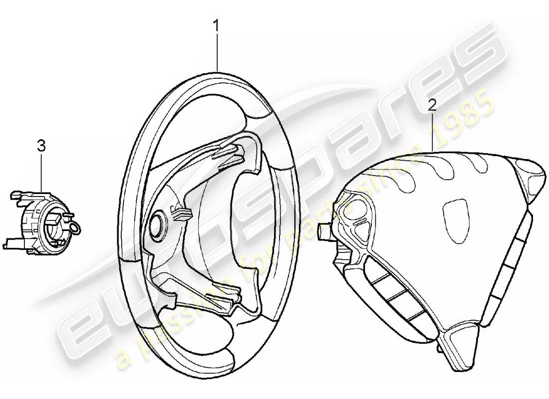 porsche tequipment cayenne (2003) steering wheel part diagram