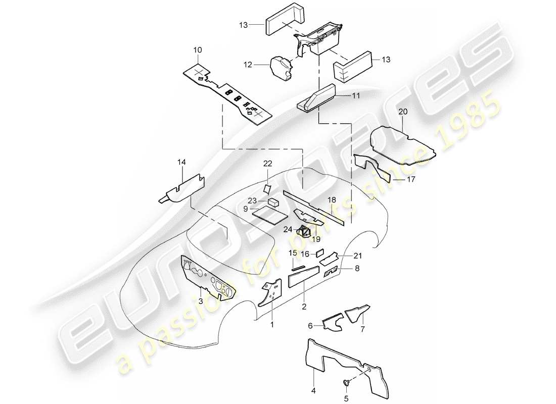 porsche 2010 (987 cayman) body shell part diagram